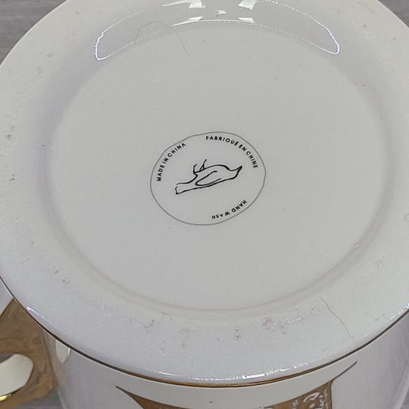 Anthropologie Monogram Initial White Mug Gold Letter K - Picture 5 of 5